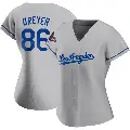Women's No.86 Jack Dreyer Los Angeles Dodgers Gray Replica Road 2024 World Series Champions Jersey