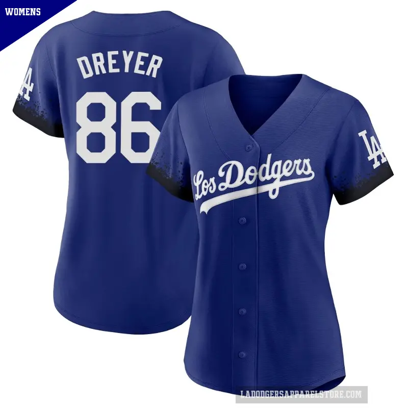 Women's No.86 Jack Dreyer Los Angeles Dodgers Royal Replica 2021 City Connect Jersey