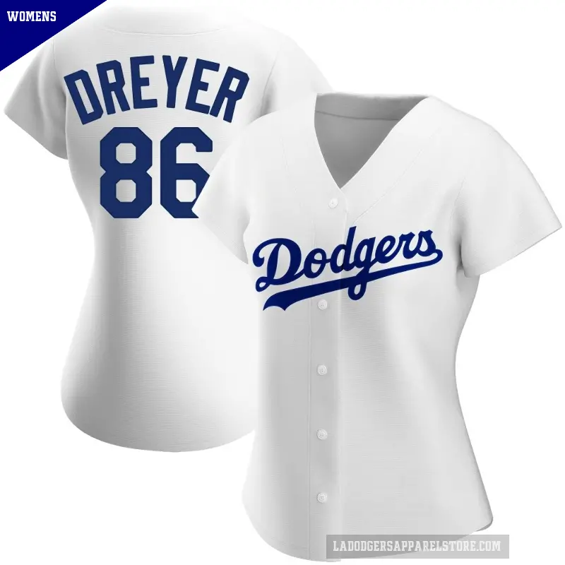 Women's No.86 Jack Dreyer Los Angeles Dodgers White Replica Home Jersey