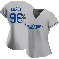 Women's No.96 Landon Knack Los Angeles Dodgers Gray Replica Road 2024 World Series Champions Jersey