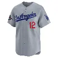 Youth No.12 Dusty Baker Los Angeles Dodgers Gray Limited Away World Series Champions Jersey