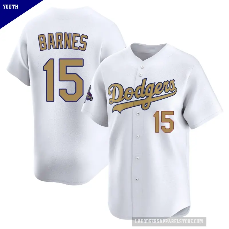 Youth No.15 Austin Barnes Los Angeles Dodgers Gold Limited White 2025 Collection Jersey