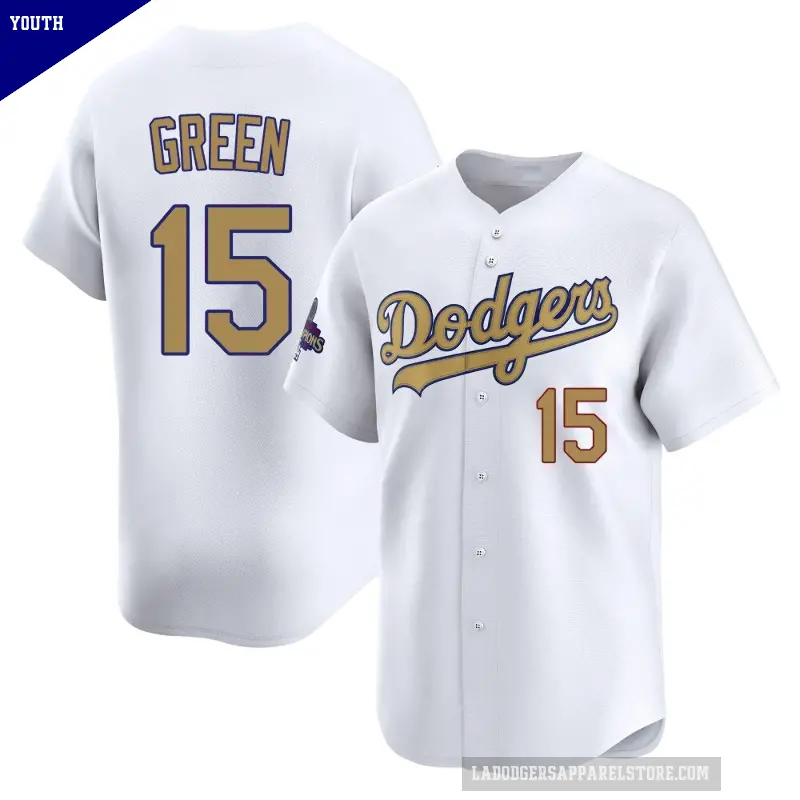 Youth No.15 Shawn Green Los Angeles Dodgers Gold Limited White 2025 Collection Jersey