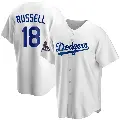 Youth No.18 Bill Russell Los Angeles Dodgers White Replica Home 2024 World Series Champions Jersey