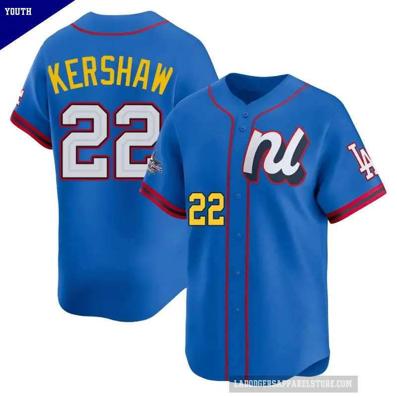 Youth No.22 Clayton Kershaw Los Angeles Dodgers Blue Limited National League 2025 All-Star Edition Jersey