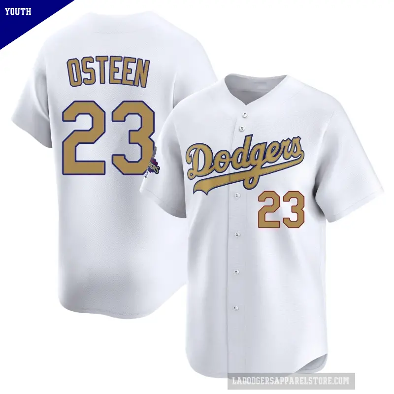 Youth No.23 Claude Osteen Los Angeles Dodgers Gold Limited White 2025 Collection Jersey