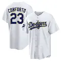 Youth No.23 Michael Conforto Los Angeles Dodgers White/Gold Replica 2021 Gold Program Player Jersey