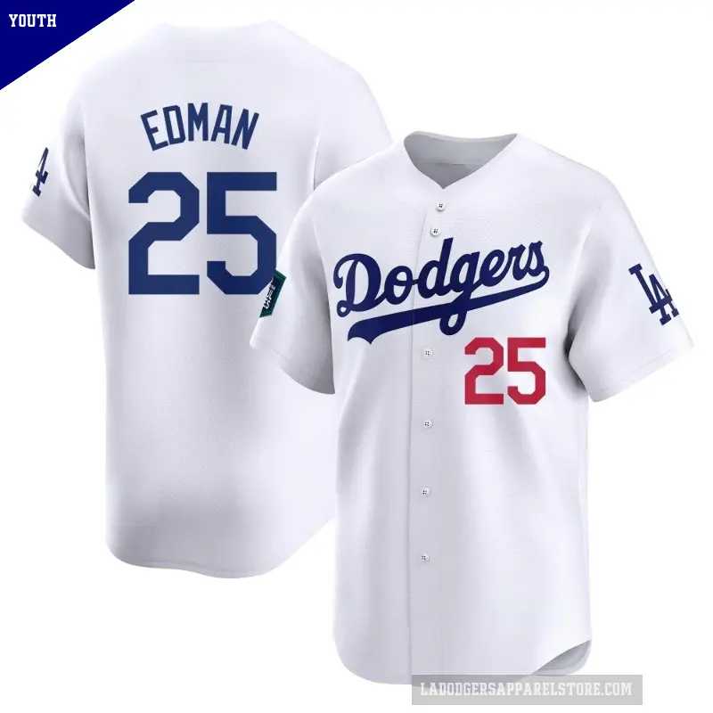 スタジアム来場者特典❗️Dodgers #25 EDMANユニフォーム Youth No.25 Tommy Edman Los Angeles Dodgers White Limited