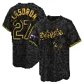 Youth No.27 Tommy Lasorda Los Angeles Dodgers Black Replica Snake Skin City 2024 World Series Champions Jersey