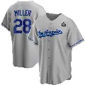 Youth No.28 Bobby Miller Los Angeles Dodgers Gray Replica Road 2024 World Series Jersey