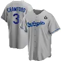 Youth No.3 Carl Crawford Los Angeles Dodgers Gray Replica Road 2024 World Series Jersey