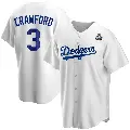 Youth No.3 Carl Crawford Los Angeles Dodgers White Replica Home 2024 World Series Jersey