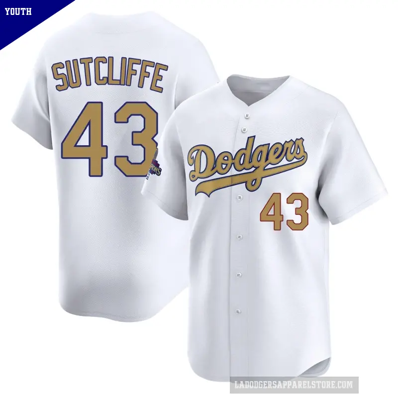 Youth No.43 Rick Sutcliffe Los Angeles Dodgers Gold Limited White 2025 Collection Jersey