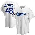 Youth No.48 Brusdar Graterol Los Angeles Dodgers White Replica Home 2024 World Series Champions Jersey