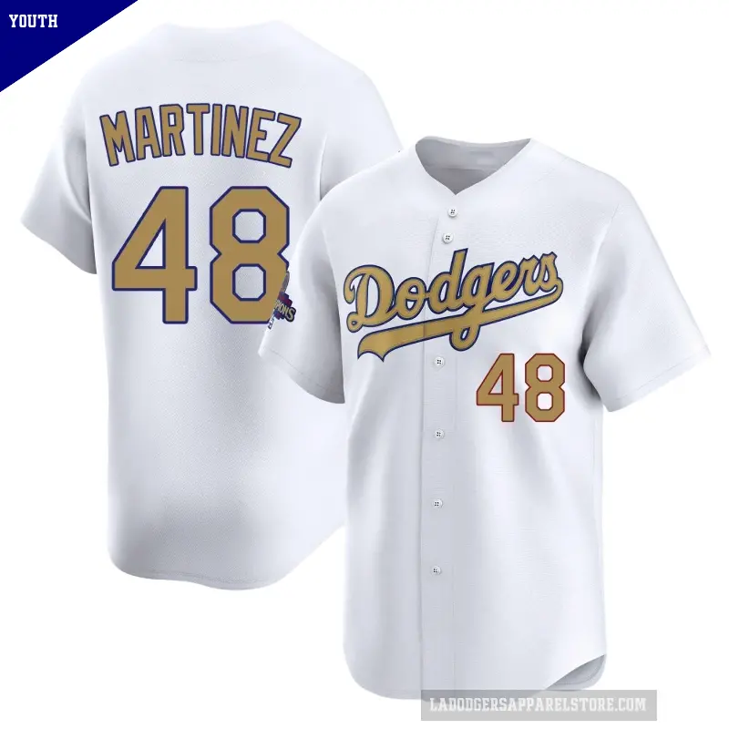 Youth No.48 Ramon Martinez Los Angeles Dodgers Gold Limited White 2025 Collection Jersey