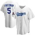 Youth No.5 Freddie Freeman Los Angeles Dodgers White Replica Home 2024 World Series Champions Jersey
