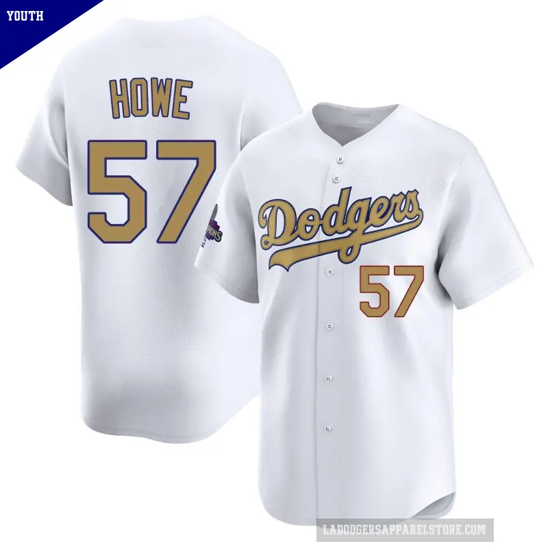 Youth No.57 Steve Howe Los Angeles Dodgers Gold Limited White 2025 Collection Jersey