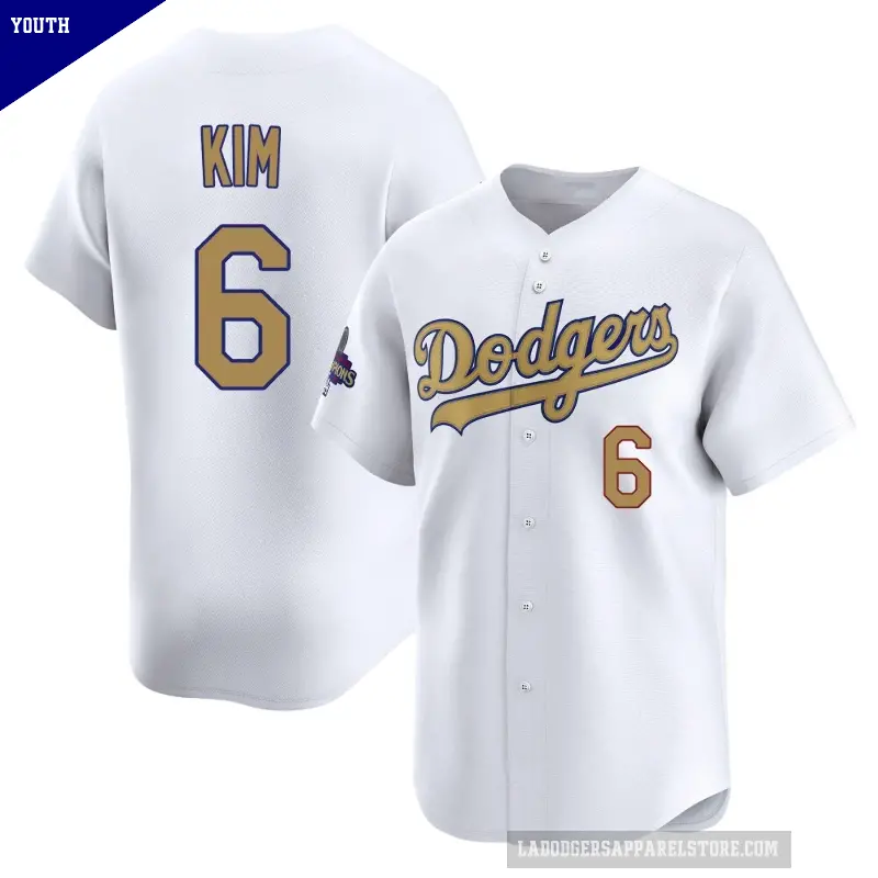 Youth No.6 Hyeseong Kim Los Angeles Dodgers Gold Limited White 2025 Collection Jersey