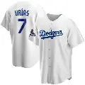 Youth No.7 Julio Urias Los Angeles Dodgers White Replica Home 2024 World Series Champions Jersey