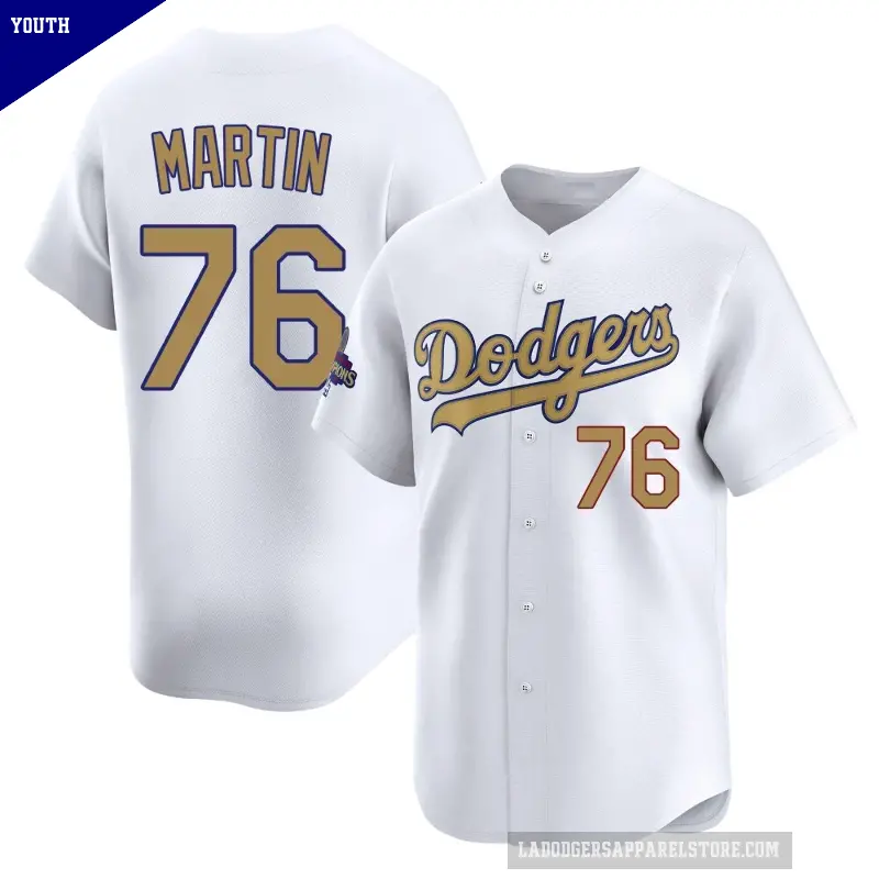 Youth No.76 J.D. Martin Los Angeles Dodgers Gold Limited White 2025 Collection Jersey