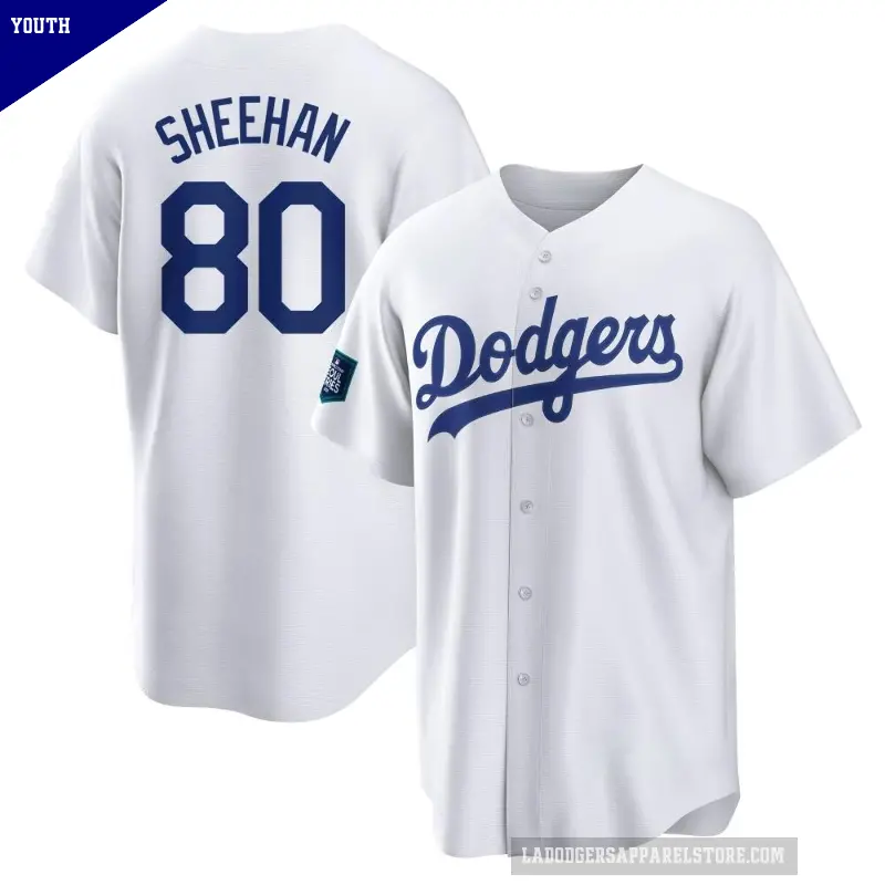 Youth No.80 Emmet Sheehan Los Angeles Dodgers White Replica 2024 World Tour Seoul Series Home Jersey