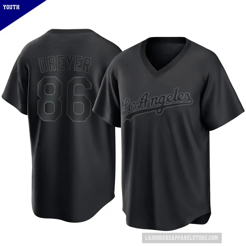 Youth No.86 Jack Dreyer Los Angeles Dodgers Black Replica Pitch Fashion Jersey