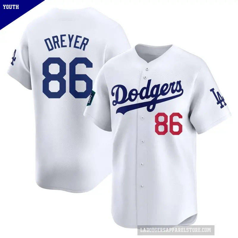 Youth No.86 Jack Dreyer Los Angeles Dodgers White Limited 2024 World Tour Seoul Series Home Jersey