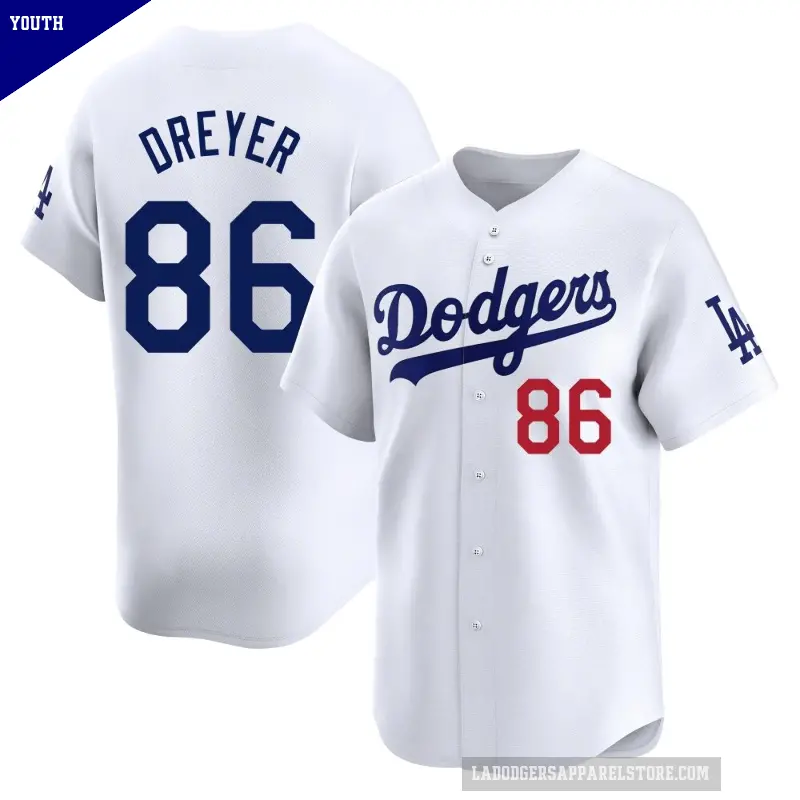 Youth No.86 Jack Dreyer Los Angeles Dodgers White Limited Home Jersey