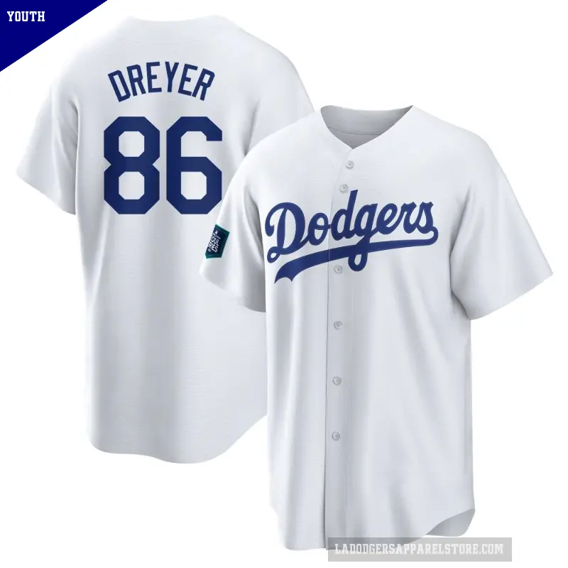Youth No.86 Jack Dreyer Los Angeles Dodgers White Replica 2024 World Tour Seoul Series Home Jersey