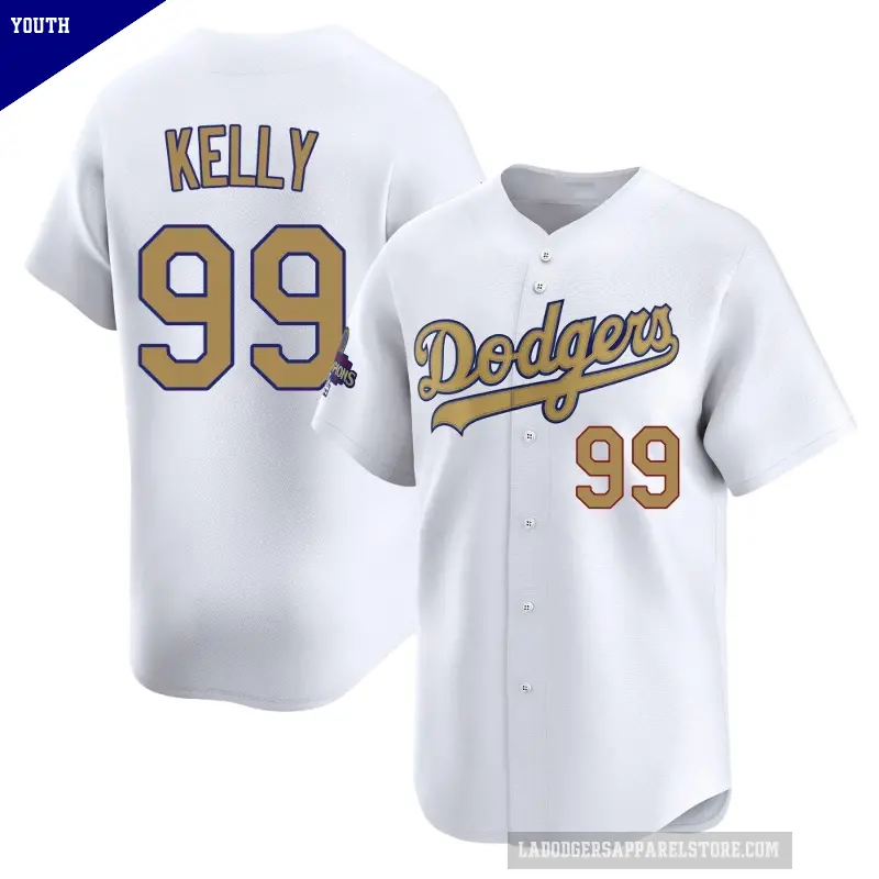 Youth No.99 Joe Kelly Los Angeles Dodgers Gold Limited White 2025 Collection Jersey